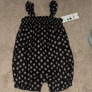 Carter's Black Romper with White Floral Design